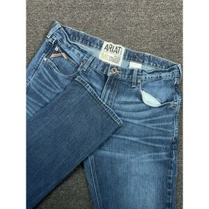 Ariat M5 Slim Straight Jeans Men's 38x36 (Fits 38x35) Blue Denim Cotton Stretch